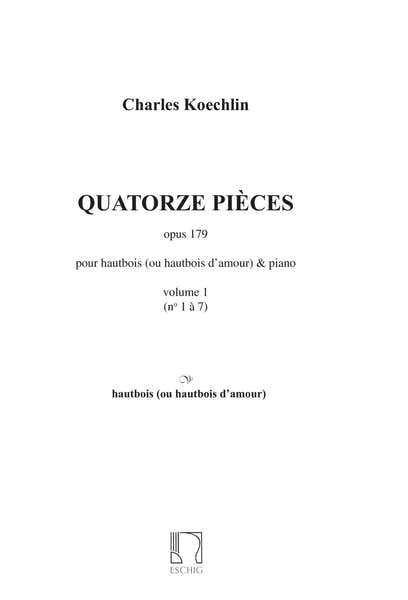 Edition Max Eschig Koechlin - 14 Pieces - Hautbois et Piano