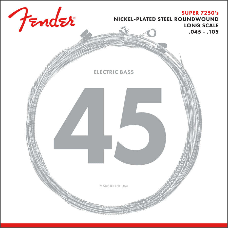 7250 Corde per basso, acciaio nichelato, scala lunga, 7250M .045-.105 scalature, (4)