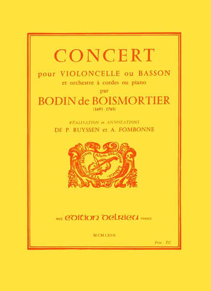 BOISMORTIER J. BODIN (DE) - CONCERT EN RE MAJ. - VIOLONCELLE PIANO