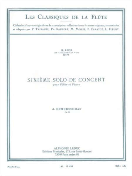 Demersseman J. - Sixieme Solo De Concert Op.82 - Flute