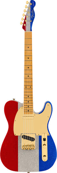 Telecaster Signature Buck Owens Mn Scintillante rosso argento blu