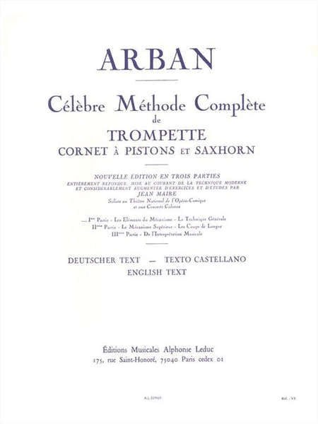 Arban JEAN-baptiste - Celebre Methode Complete Pour Trompette Volume 1