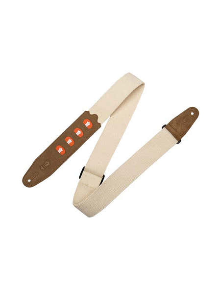 Tracolla in cotone con 4 porta-plettro 5 cm - Naturale/Naturale