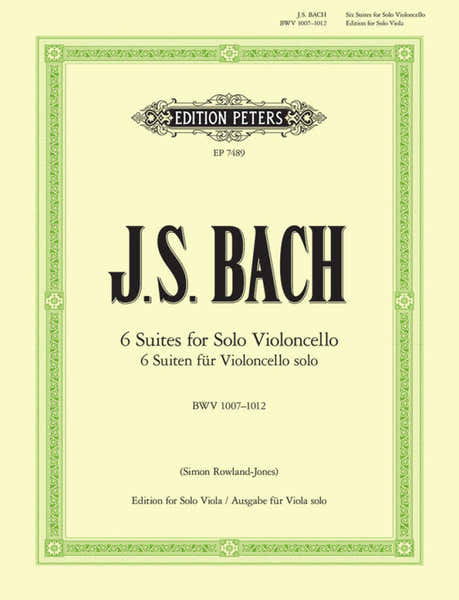 Edition Peters Bach J. S. - Suiten Fur Cello - Transcription Pour Alto