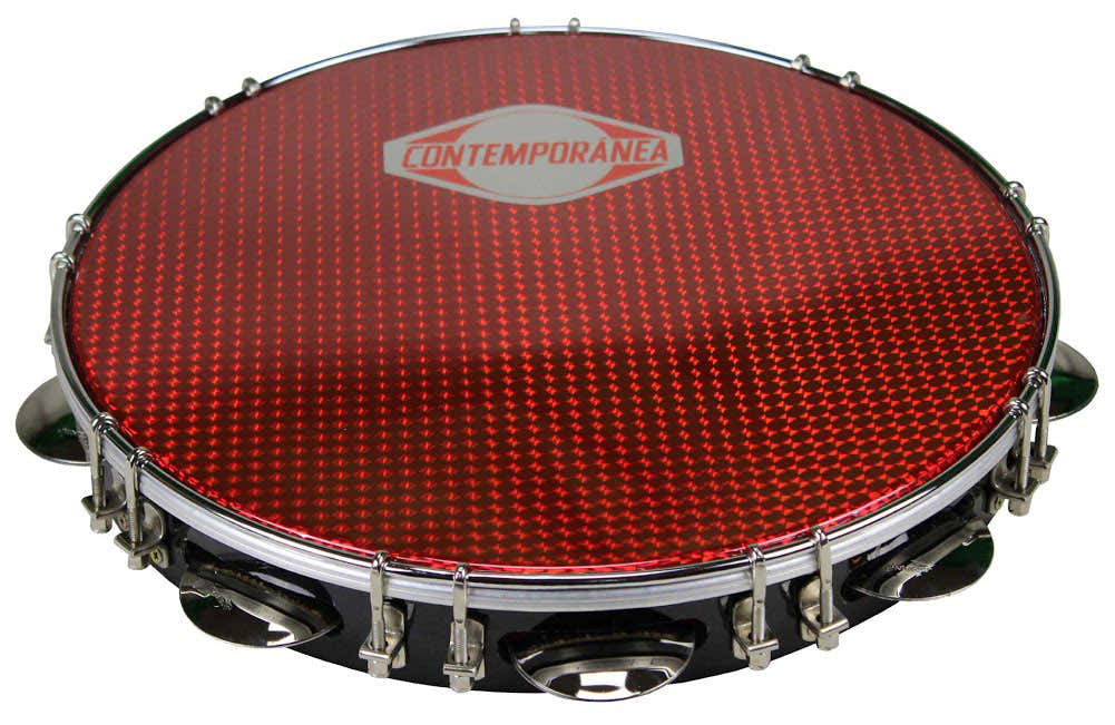 C-PF12-1BR - Pandeiro 12" Nero - Pelle Rossa - Ricondizionato