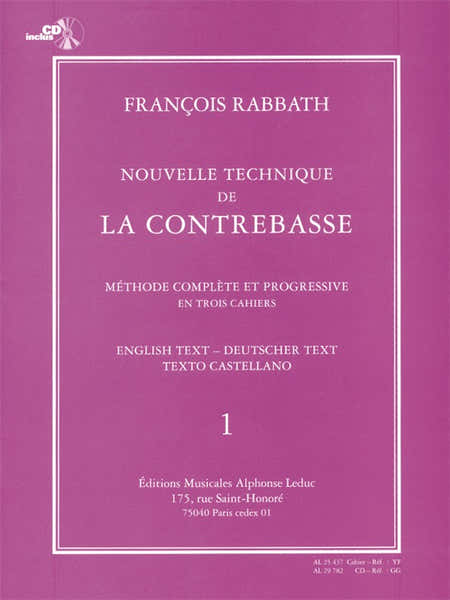 Rabbath Francois - Nouvelle Technique De La Contrebasse Vol.1 + CD