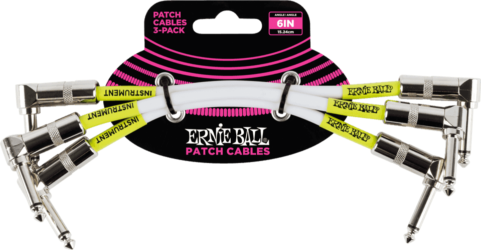 Cavi Strumento Patch Confezione da 3 - Angolato - 15CM Bianco
