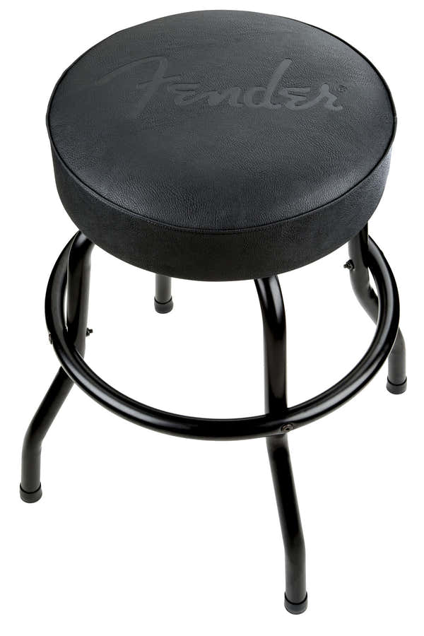 Embossed Black Logo Barstool Black-Black 24"