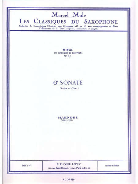 Sonata No. 6 (Saxophone/Piano)