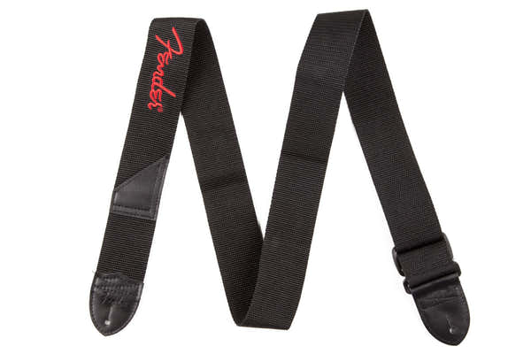 2" Tracolla in poliestere nera con logo rosso