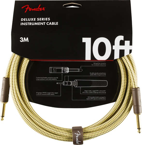 Fender DELUXE INSTRUMENT CABLE STRAIGHT/STRAIGHT 10' TWEED