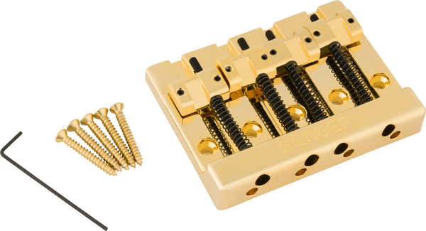 Fender Gruppo ponte per basso a 4 corde HiMass con sellette in zinco Oro