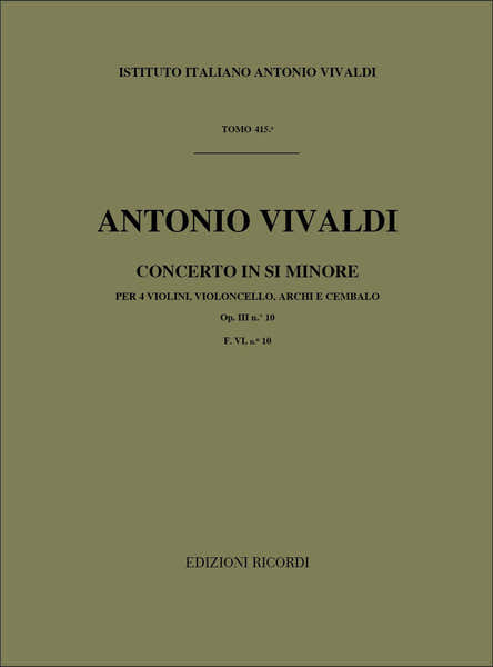 VIVALDI A. - CONCERTI IN SI MIN. OP.III N.10 RV 580 - VIOLONS