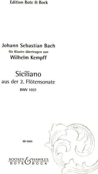 Bach J.S. - Siciliano BWV 1031 - Piano