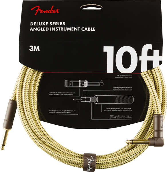 Fender DELUXE INSTRUMENT CABLE STRAIGHT/ANGLE 10' TWEED