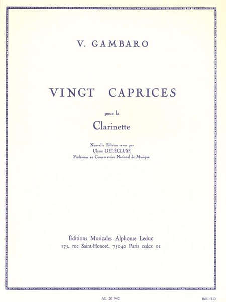 Gambaro V. - 20 Caprices - Clarinette