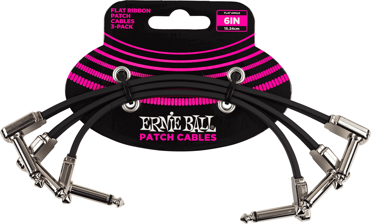Cavi Strumento Patch Pack da 3 - Angolato Sottile & Piatto - 15 CM