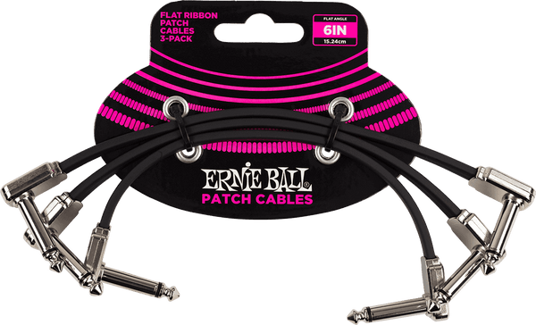 Cavi Strumento Patch Pack da 3 - Angolato Sottile & Piatto - 15 CM
