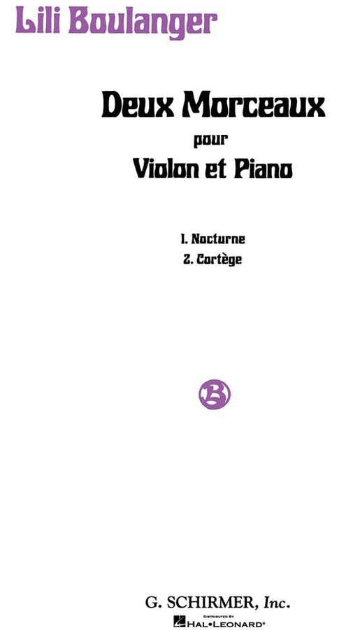Boulanger Lili - Due pezzi per violino & pianoforte