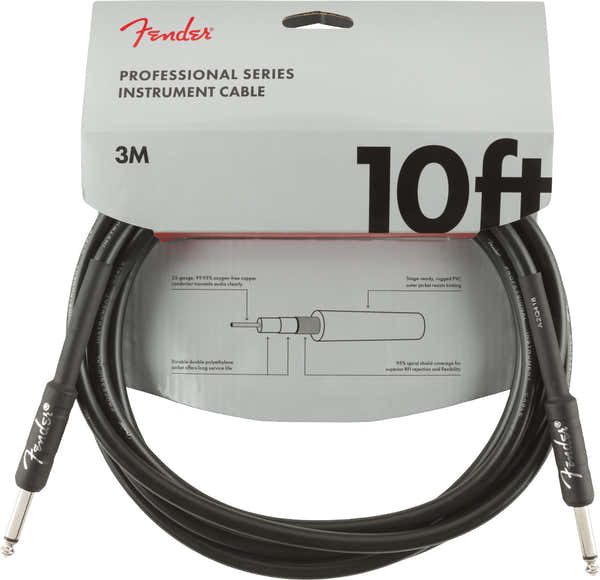 Fender PROFESSIONAL INSTRUMENT CABLE STRAIGHT/STRAIGHT 10' BLACK