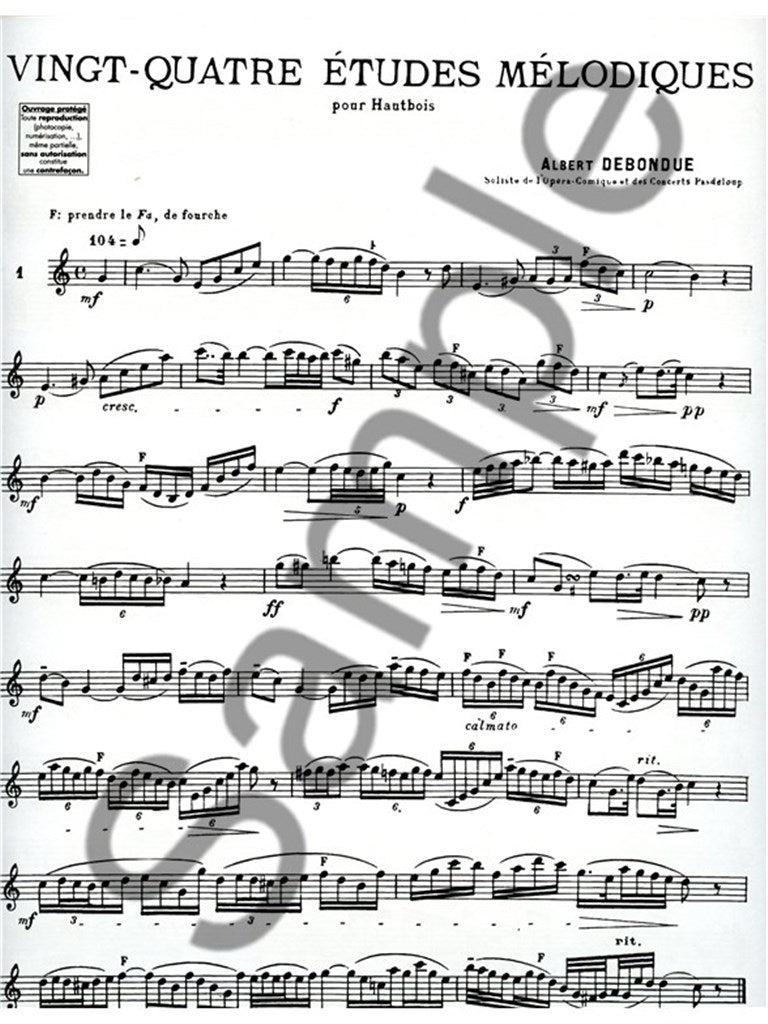 Debondue Albert - 24 Etudes Melodiques - Hautbois