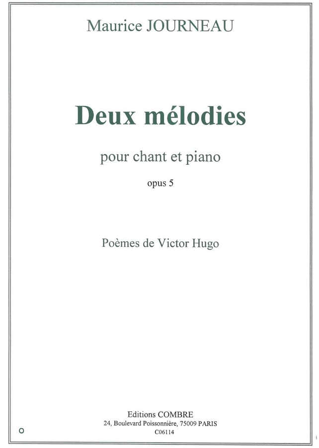 Journeau - 2 Mélodies Op. 5 - Soprano o Tenore e Pianoforte