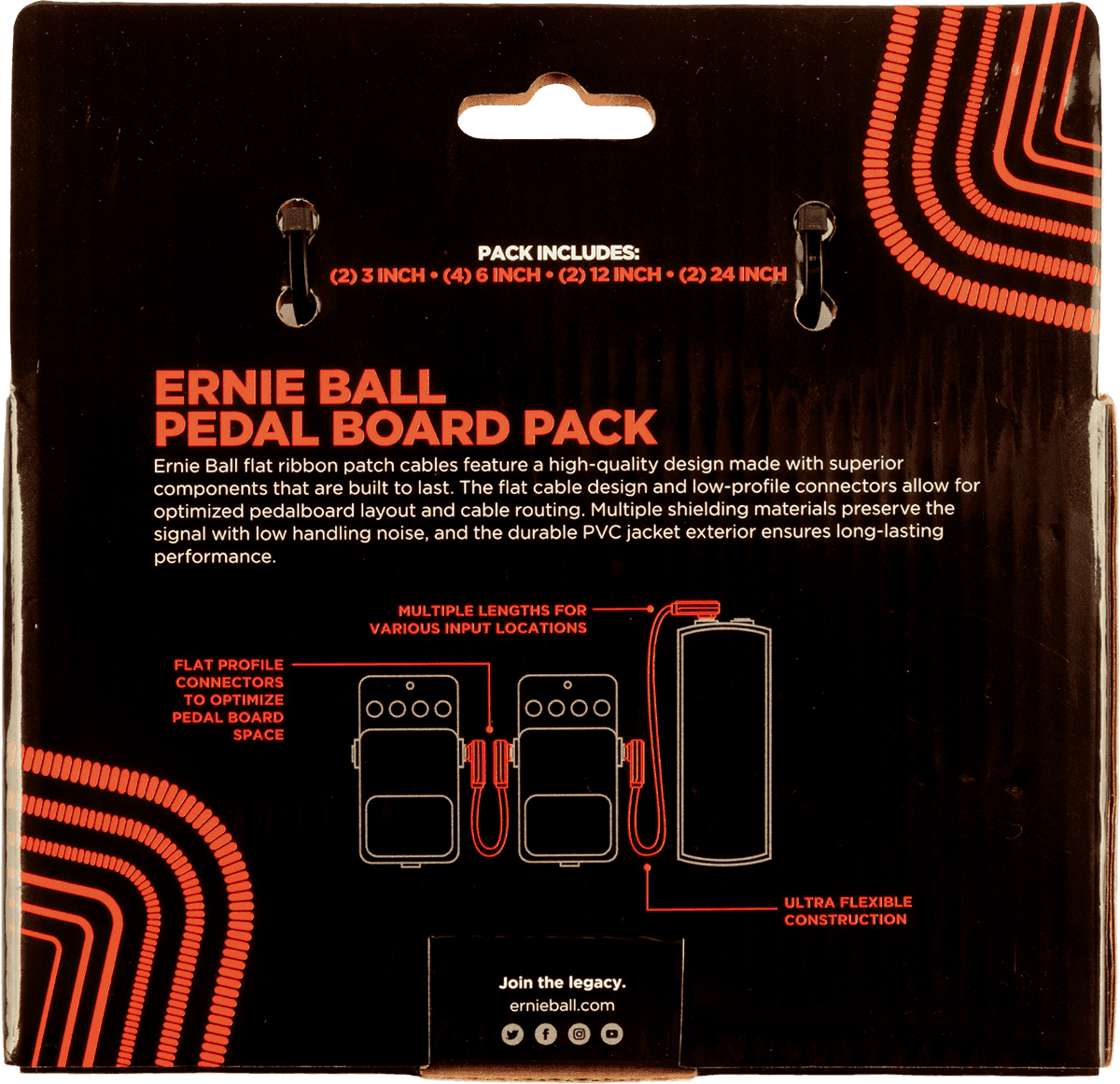 Pack per pedaliera - 10 patch in 4 lunghezze assortite - angolo sottile e piatto - rosso