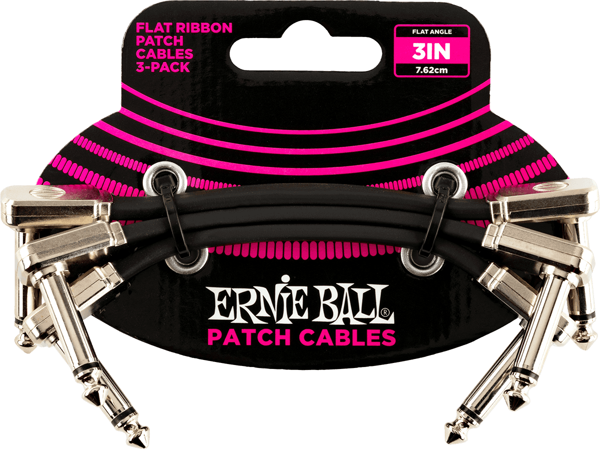 Cavi Strumento Patch Pack da 3 - Angolato Sottile & Piatto - 7,5 Cm