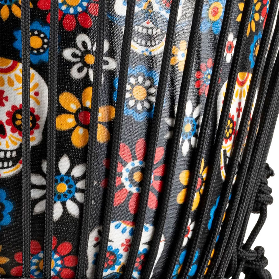 PERCUSSION 10" ROPE TUNED TRAVEL SERIES DJEMBE SYNTHETIC HEAD (PATENTED) DAY OF THE DEAD