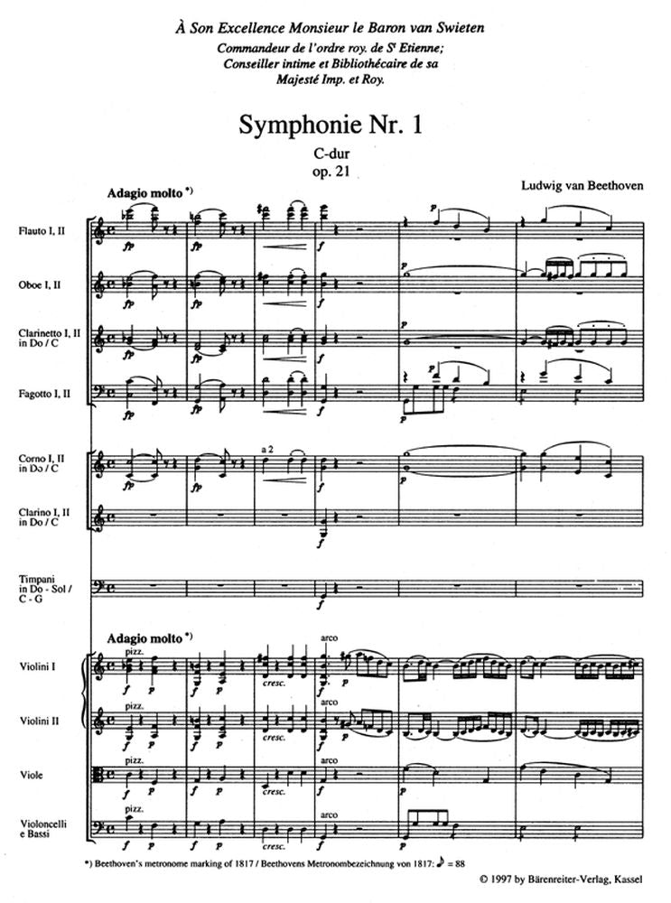 Beethoven L.von - Symphonie N°1 En Do Majeur Op.21 - Partitura tascabile