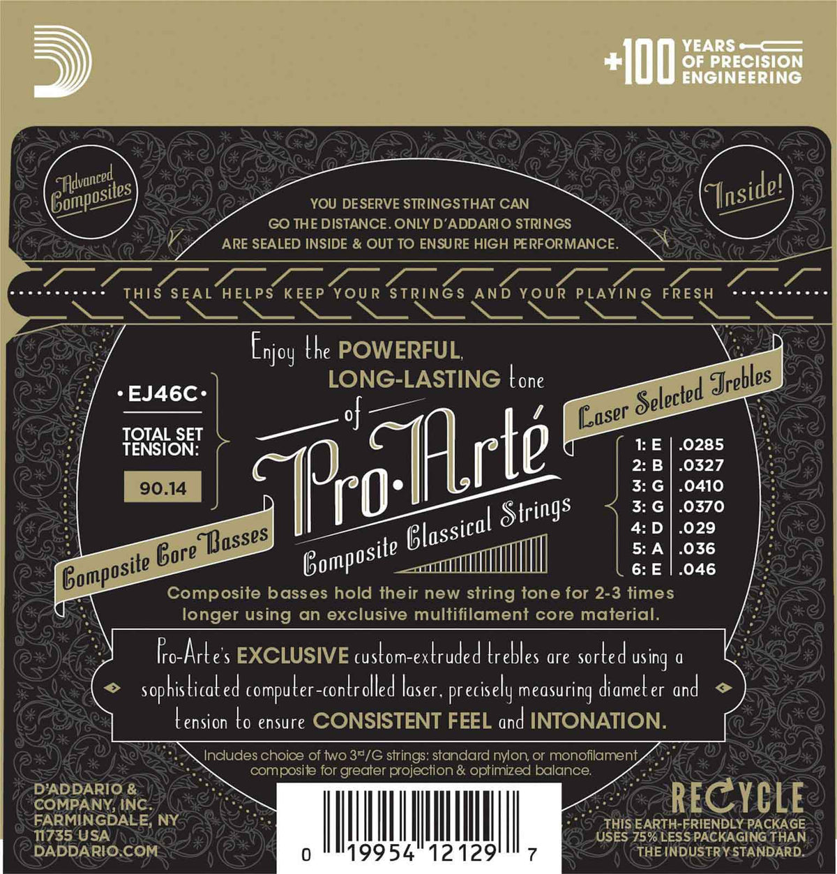 EJ46C PRO-ARTE COMPOSITE CLASSICAL GUITAR STRINGS HARD TENSION