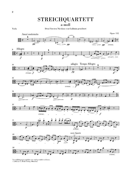 Beethoven L.V. - Quartetto d'archi in La minore Op. 132