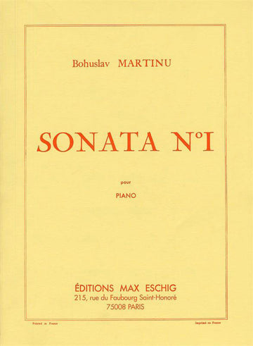MARTINU - SONATE N 1 - PIANO