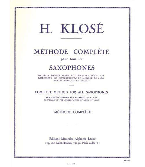 Metodo Completo Per Tutti I Sassofoni - Klosé