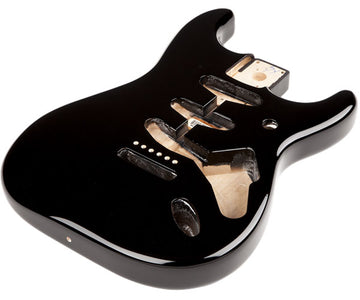 CLASSIC 60'S STRATOCASTER SSS ALDER BODY VINTAGE BRIDGE MOUNT, BLACK