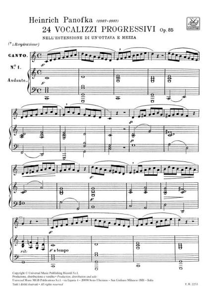 Panofka H. - 24 Vocalizzi Progressivi Op.85 - Chant