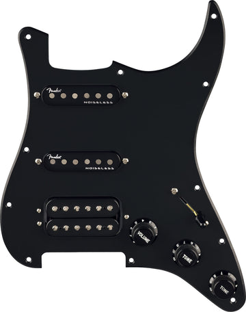Battipenna Strat precablato Quadra Tap/Ultra Noiseless HSS Nero 11 fori PG