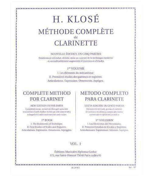 Metodo Completo Di Clarinetto Vol.1 - Klosé