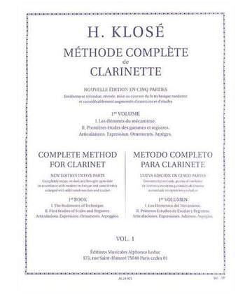 Metodo Completo Di Clarinetto Vol.1 - Klosé