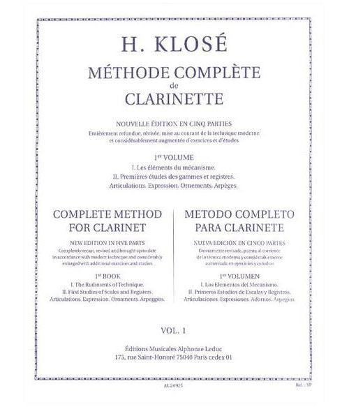 Leduc Méthode Complète De Clarinette Vol.1 - Klosé