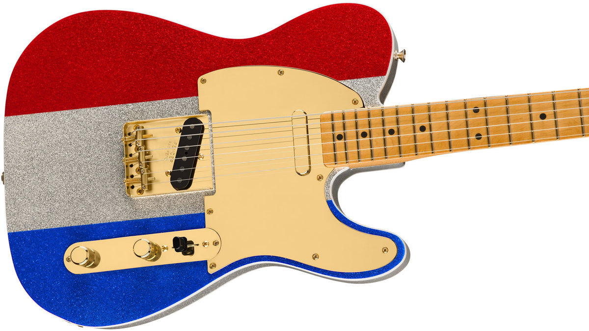 Telecaster Signature Buck Owens Mn Scintillante rosso argento blu