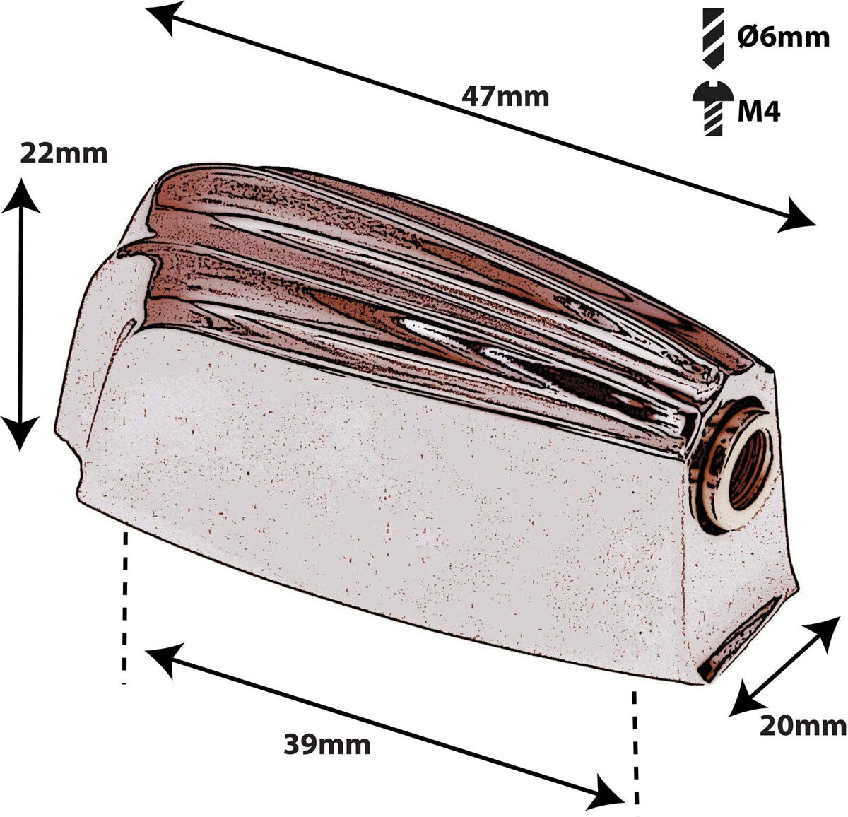 L23Sdtt-Co Blocchetto Cassa Chiara Tom 39Mm Rame X1