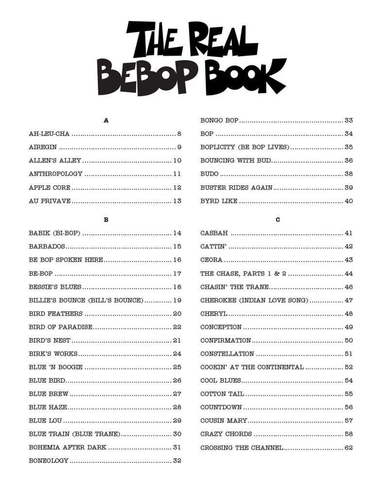Il vero libro del bebop - Strumenti in Do