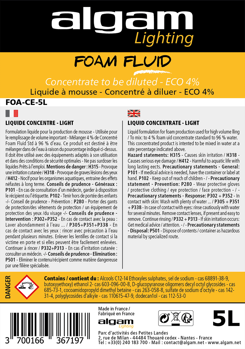 Liquido schiumogeno concentrato da diluire ECO 4% 5L