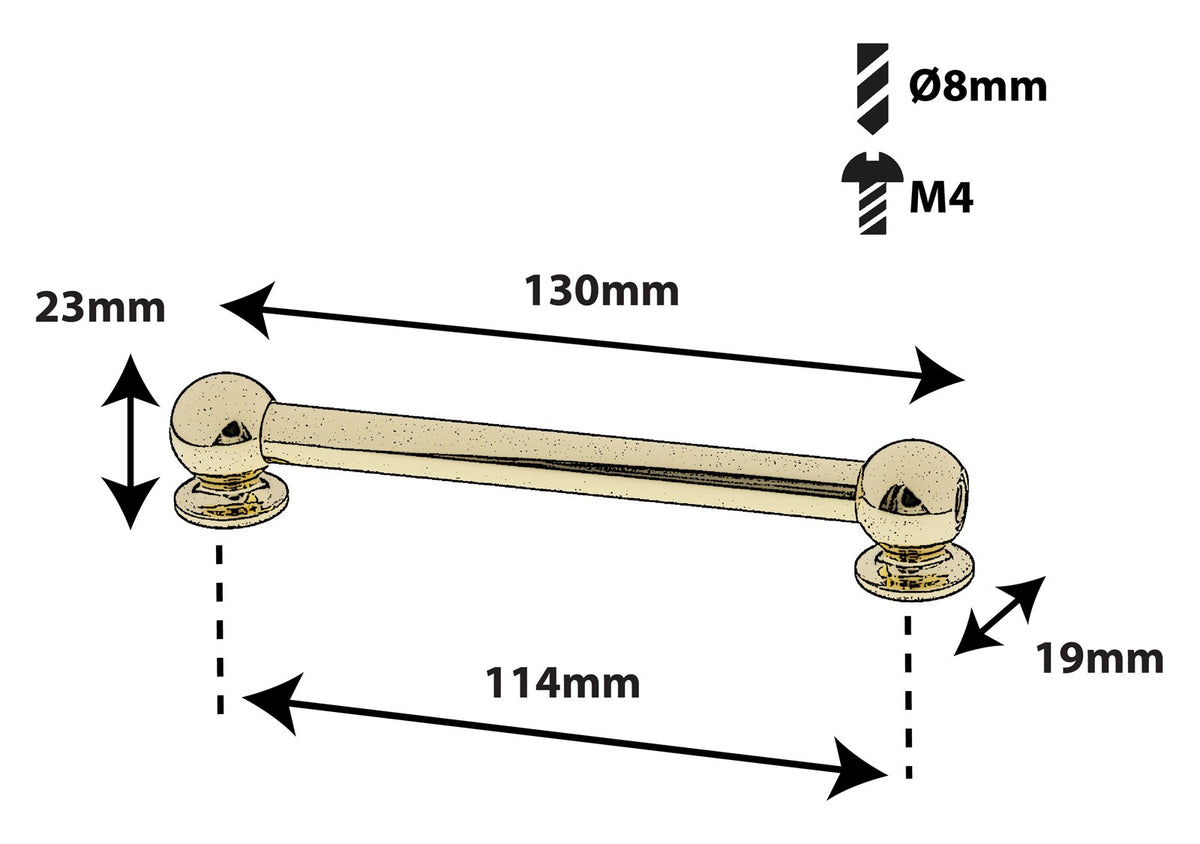 TL13D114-BR Blocchetto Tubolare 114mm Ottone A Doppio Tirante X1