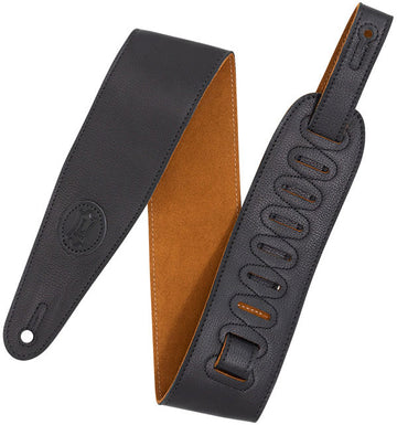 LEATHER STRAP WITH COLORED SUEDE BACK 7,6 CM - BLACK-HONEY