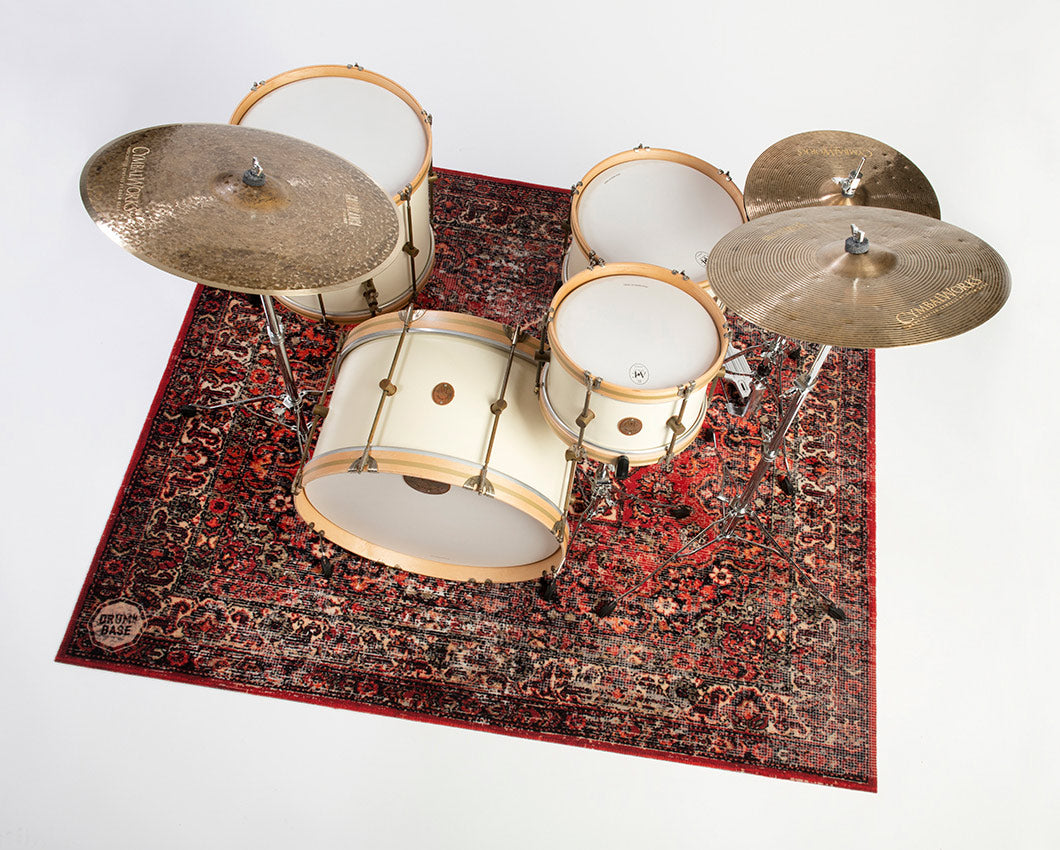 VP185-ORD - VINTAGE PERSIAN STAGE / DRUM MAT 1.85 X 1.60M ANTI-SLIP - ORIGINAL RED