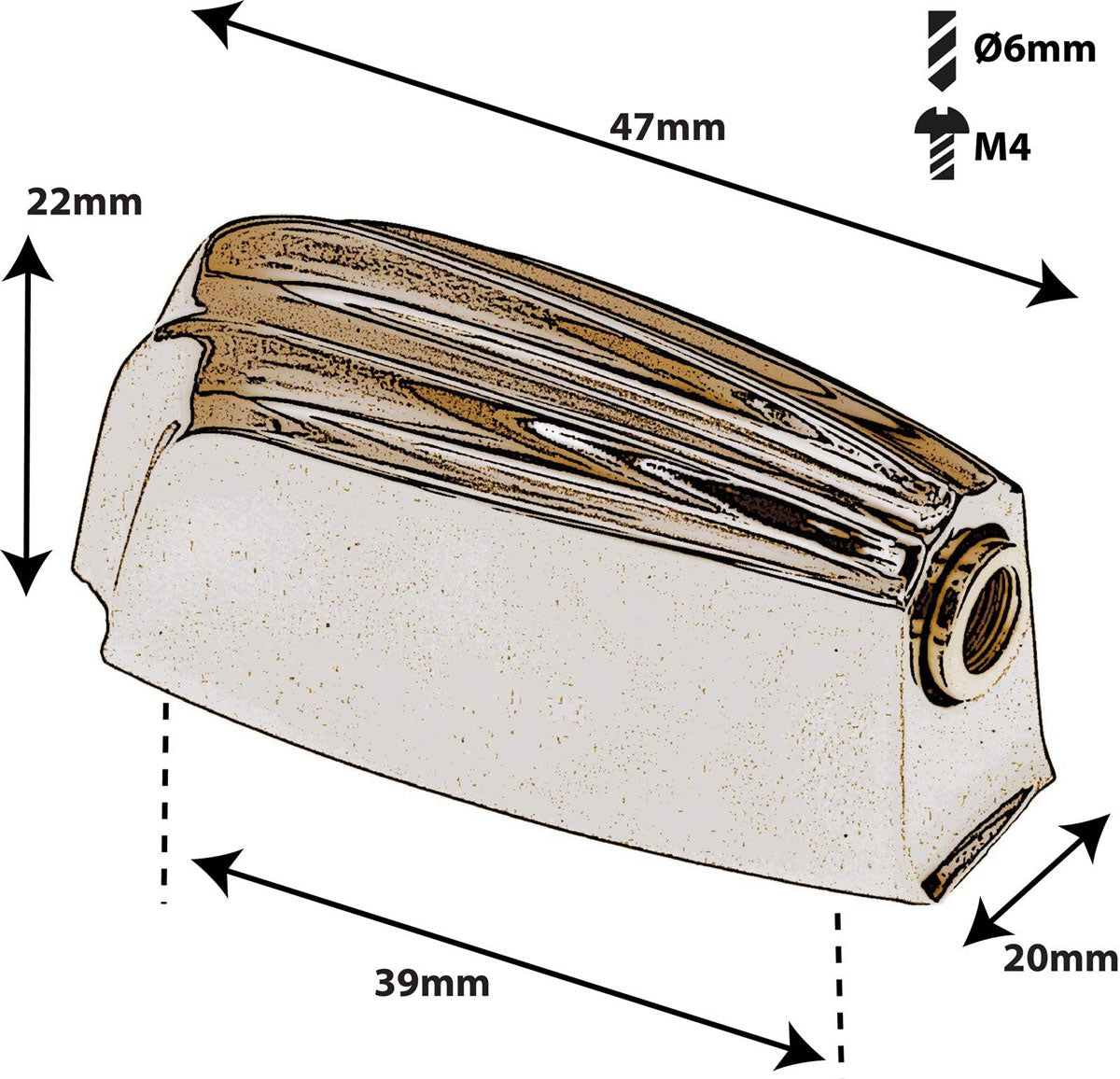 L23SDTT-BR Blocchetto Cassa Chiara Tom 39mm Dorato X1