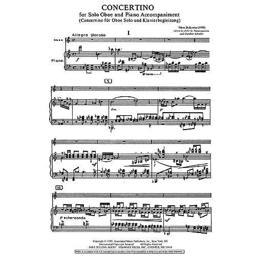 SKALKOTTAS NIKOS - Concertino per oboe e pianoforte - Oboe e pianoforte