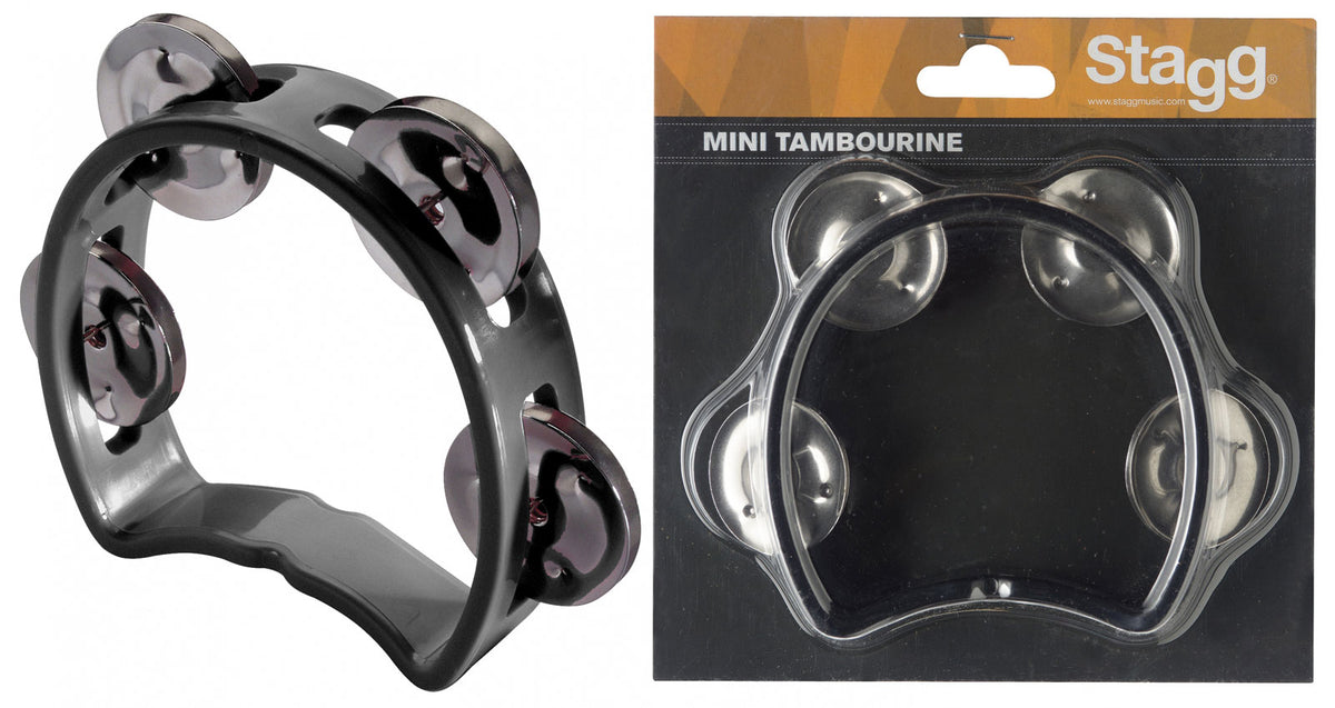 Mini tamburello 4 piattelli in plastica neri